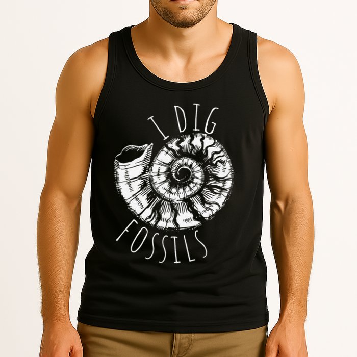 I Dig Fossils Ammonite Fossil Paleontology Tank Top