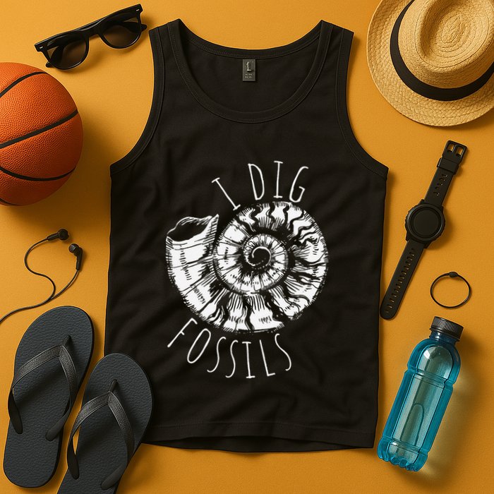 I Dig Fossils Ammonite Fossil Paleontology Tank Top