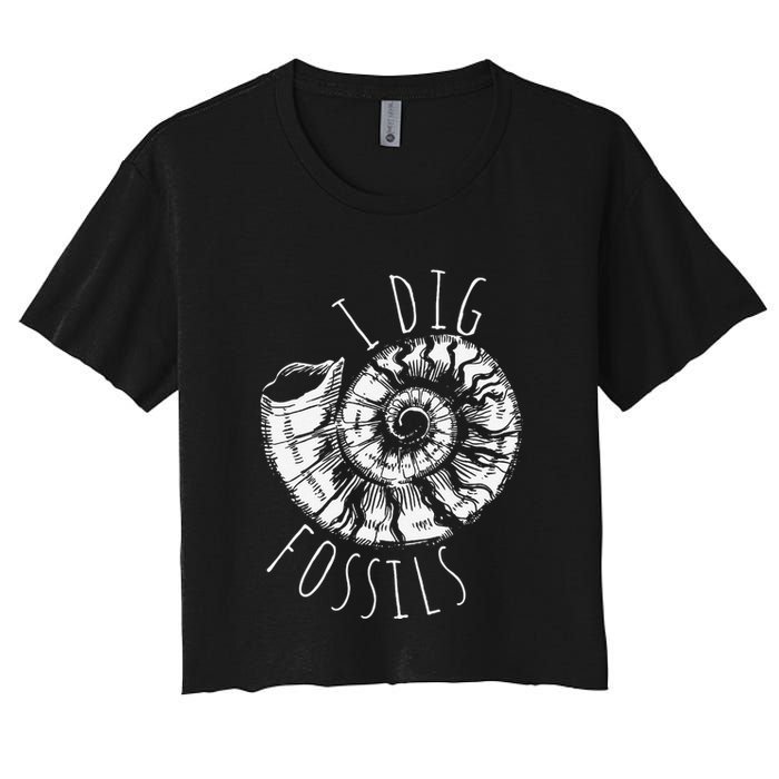 I Dig Fossils Ammonite Fossil Paleontology Crop Top