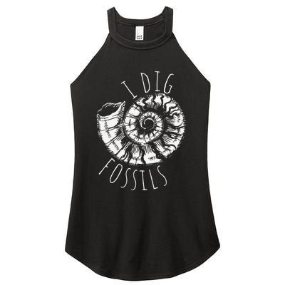 I Dig Fossils Ammonite Fossil Paleontology Women's Perfect Tri Rocker Tank