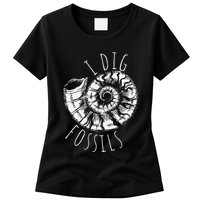 I Dig Fossils Ammonite Fossil Paleontology Womens T-Shirt