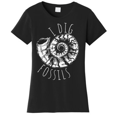 I Dig Fossils Ammonite Fossil Paleontology Women's T-Shirt