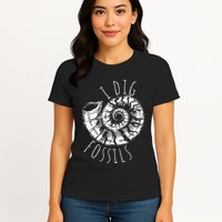 I Dig Fossils Ammonite Fossil Paleontology Womens T-Shirt