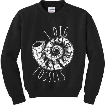 I Dig Fossils Ammonite Fossil Paleontology Kids Sweatshirt