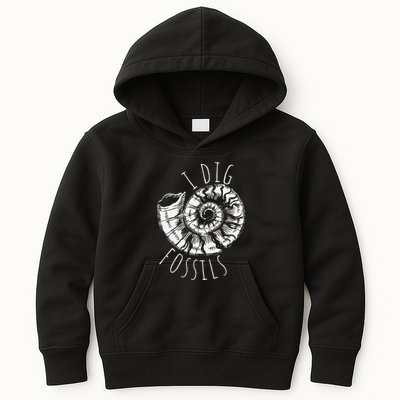 I Dig Fossils Ammonite Fossil Paleontology Kids Hoodie