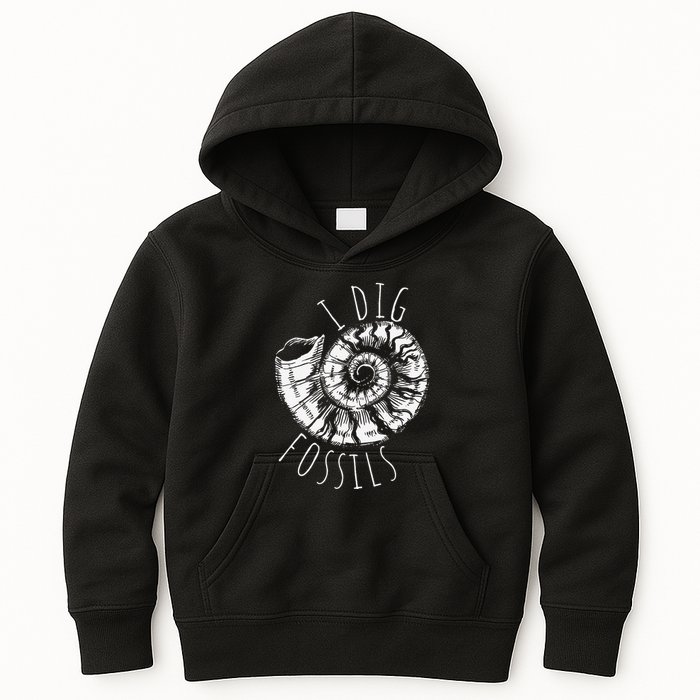 I Dig Fossils Ammonite Fossil Paleontology Kids Hoodie