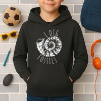 I Dig Fossils Ammonite Fossil Paleontology Kids Hoodie