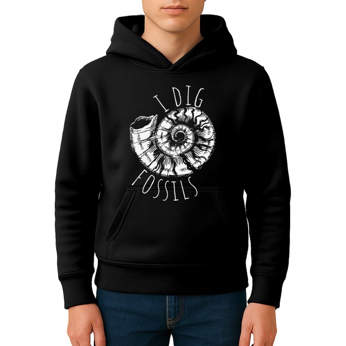I Dig Fossils Ammonite Fossil Paleontology Kids Hoodie