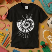 I Dig Fossils Ammonite Fossil Paleontology Kids T-Shirt