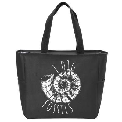 I Dig Fossils Ammonite Fossil Paleontology Zip Tote Bag