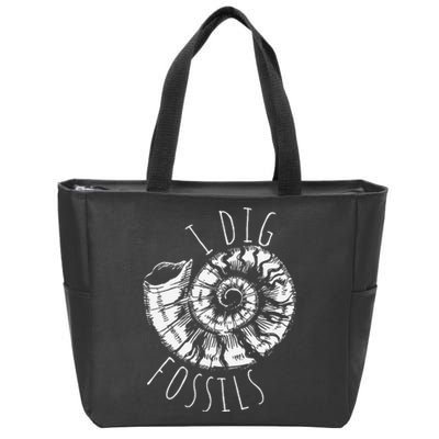 I Dig Fossils Ammonite Fossil Paleontology Zip Tote Bag