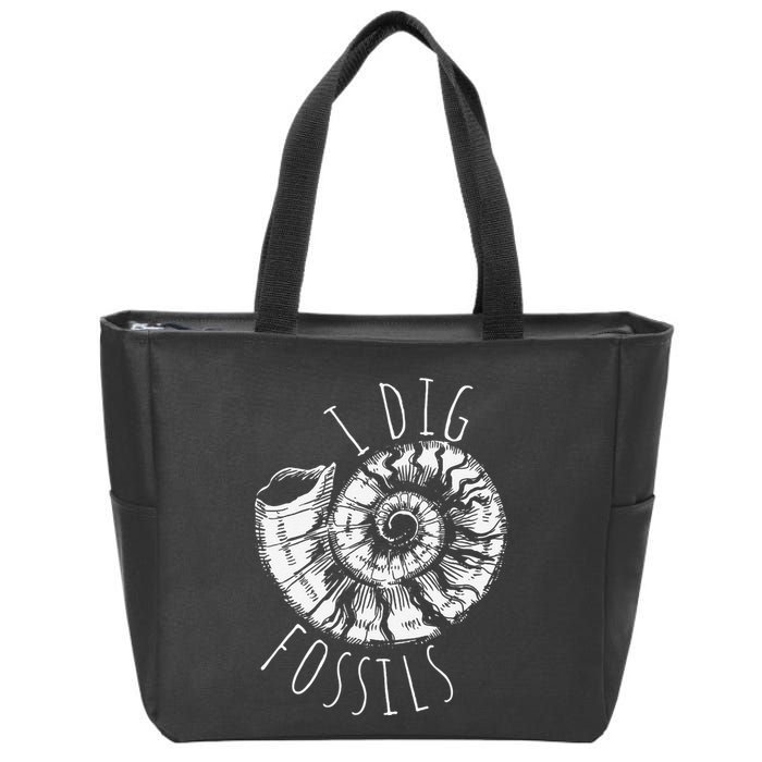 I Dig Fossils Ammonite Fossil Paleontology Zip Tote Bag