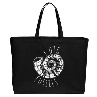 I Dig Fossils Ammonite Fossil Paleontology Cotton Canvas Jumbo Tote