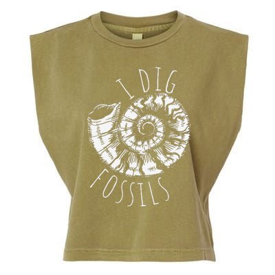 I Dig Fossils Ammonite Fossil Paleontology Garment-Dyed Women's Muscle Tee