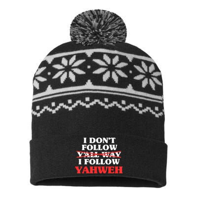 I Don't Follow Y'all Way I Follow Yahweh Christian Believer USA-Made Snowflake Beanie