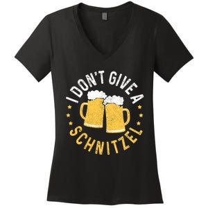 I Dont Give A Schnitzel Oktoberfest German Funny Gift Women's V-Neck T-Shirt