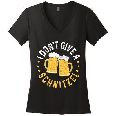 I Dont Give A Schnitzel Oktoberfest German Funny Gift Women's V-Neck T-Shirt