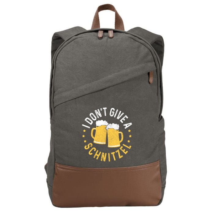 I Dont Give A Schnitzel Oktoberfest German Funny Gift Cotton Canvas Backpack