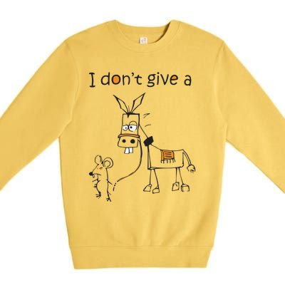 I Dont Give A Rat Ass Donkey And Mouse Walking Funny VNeck Premium Crewneck Sweatshirt