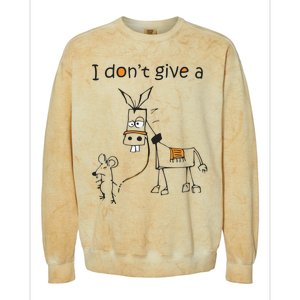 I Dont Give A Rat Ass Donkey And Mouse Walking Funny VNeck Colorblast Crewneck Sweatshirt