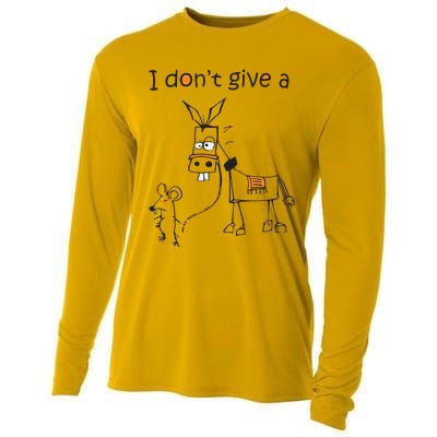 I Dont Give A Rat Ass Donkey And Mouse Walking Funny VNeck Cooling Performance Long Sleeve Crew