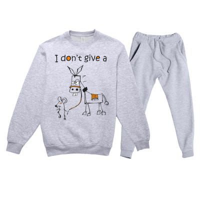 I Dont Give A Rat Ass Donkey And Mouse Walking Funny VNeck Premium Crewneck Sweatsuit Set