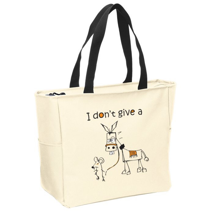 I Dont Give A Rat Ass Donkey And Mouse Walking Funny VNeck Zip Tote Bag