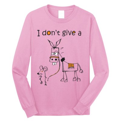 I Dont Give A Rat Ass Donkey And Mouse Walking Funny VNeck Long Sleeve Shirt