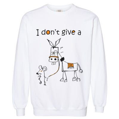 I Dont Give A Rat Ass Donkey And Mouse Walking Funny VNeck Garment-Dyed Sweatshirt