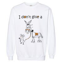 I Dont Give A Rat Ass Donkey And Mouse Walking Funny VNeck Garment-Dyed Sweatshirt