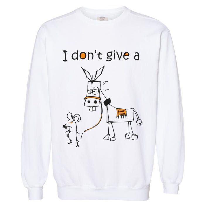 I Dont Give A Rat Ass Donkey And Mouse Walking Funny VNeck Garment-Dyed Sweatshirt