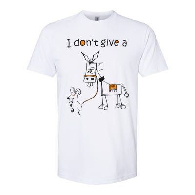 I Dont Give A Rat Ass Donkey And Mouse Walking Funny VNeck Softstyle CVC T-Shirt