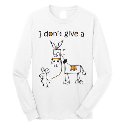 I Dont Give A Rat Ass Donkey And Mouse Walking Funny VNeck Long Sleeve Shirt