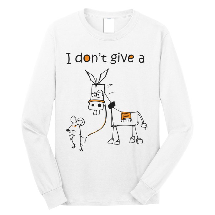 I Dont Give A Rat Ass Donkey And Mouse Walking Funny VNeck Long Sleeve Shirt