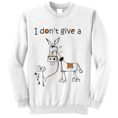I Dont Give A Rat Ass Donkey And Mouse Walking Funny VNeck Sweatshirt