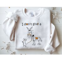 I Dont Give A Rat Ass Donkey And Mouse Walking Funny VNeck Sweatshirt