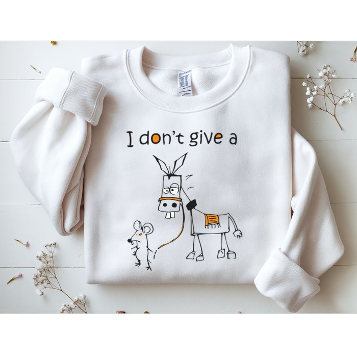 I Dont Give A Rat Ass Donkey And Mouse Walking Funny VNeck Sweatshirt