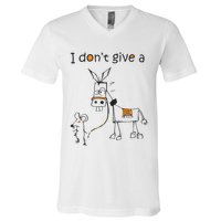 I Dont Give A Rat Ass Donkey And Mouse Walking Funny VNeck V-Neck T-Shirt