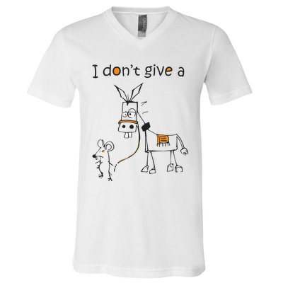 I Dont Give A Rat Ass Donkey And Mouse Walking Funny VNeck V-Neck T-Shirt