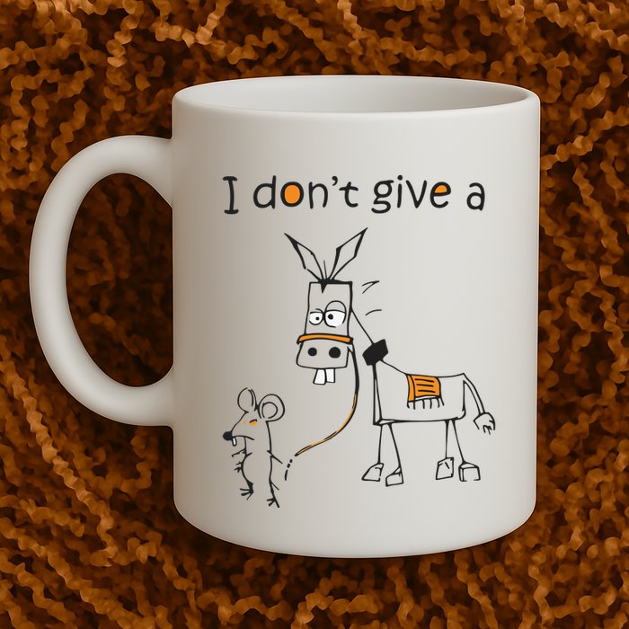 I Dont Give A Rat Ass Donkey And Mouse Walking Funny VNeck Mug