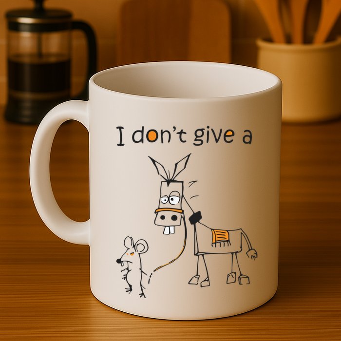 I Dont Give A Rat Ass Donkey And Mouse Walking Funny VNeck Mug