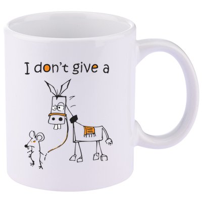 I Dont Give A Rat Ass Donkey And Mouse Walking Funny VNeck 11oz C Handle Ceramic Mug