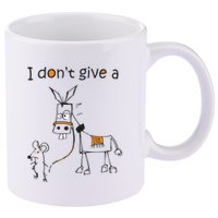 I Dont Give A Rat Ass Donkey And Mouse Walking Funny VNeck 11oz C Handle Ceramic Mug