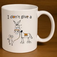 I Dont Give A Rat Ass Donkey And Mouse Walking Funny VNeck 11oz C Handle Ceramic Mug