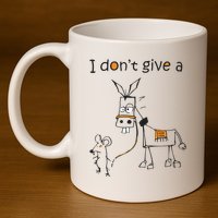 I Dont Give A Rat Ass Donkey And Mouse Walking Funny VNeck 11oz C Handle Ceramic Mug