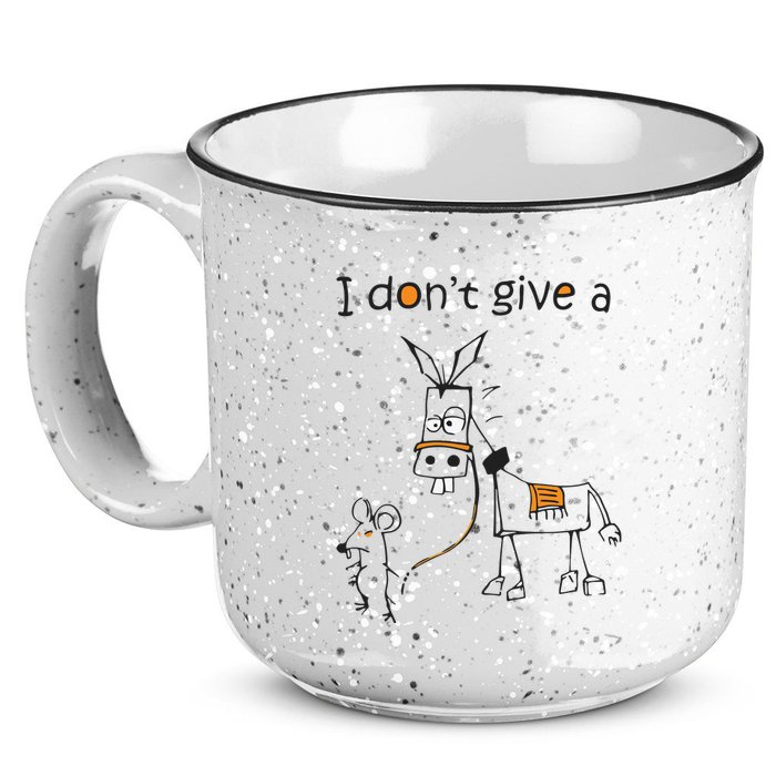 I Dont Give A Rat Ass Donkey And Mouse Walking Funny VNeck 15oz Campfire Ceramic Mug