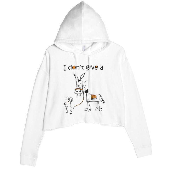 I Dont Give A Rat Ass Donkey And Mouse Walking Funny VNeck Crop Fleece Hoodie