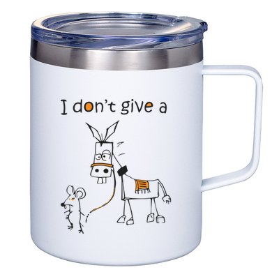 I Dont Give A Rat Ass Donkey And Mouse Walking Funny VNeck 12oz Stainless Steel Coffee Mug
