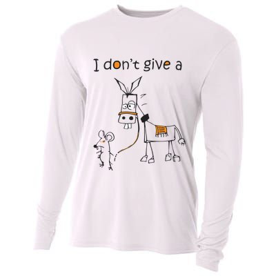 I Dont Give A Rat Ass Donkey And Mouse Walking Funny VNeck Cooling Performance Long Sleeve Crew