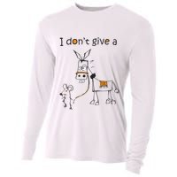 I Dont Give A Rat Ass Donkey And Mouse Walking Funny VNeck Cooling Performance Long Sleeve Crew